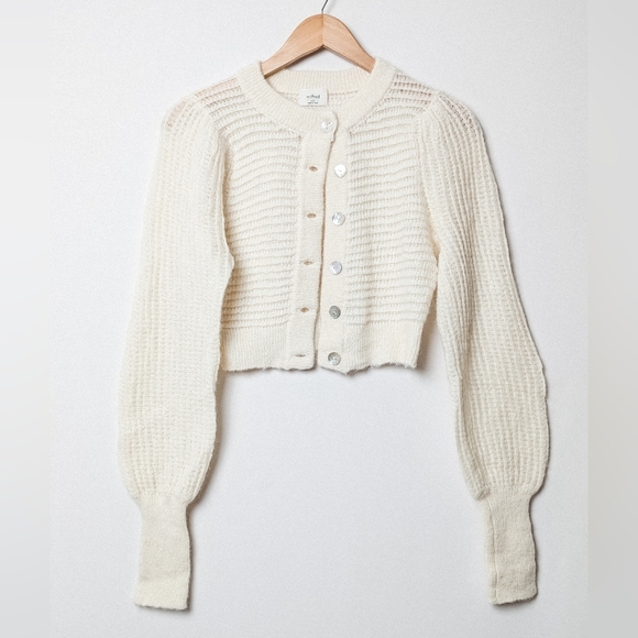 WILFRED Alessia Cardigan Mohair Alpaca Wool White Aritzia XXS - Picture 8 of 11